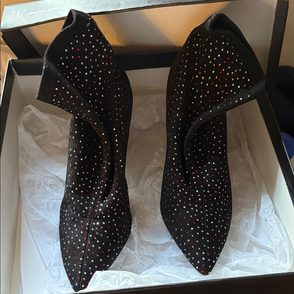 INC International Concepts Black Heels with Colorful Dots